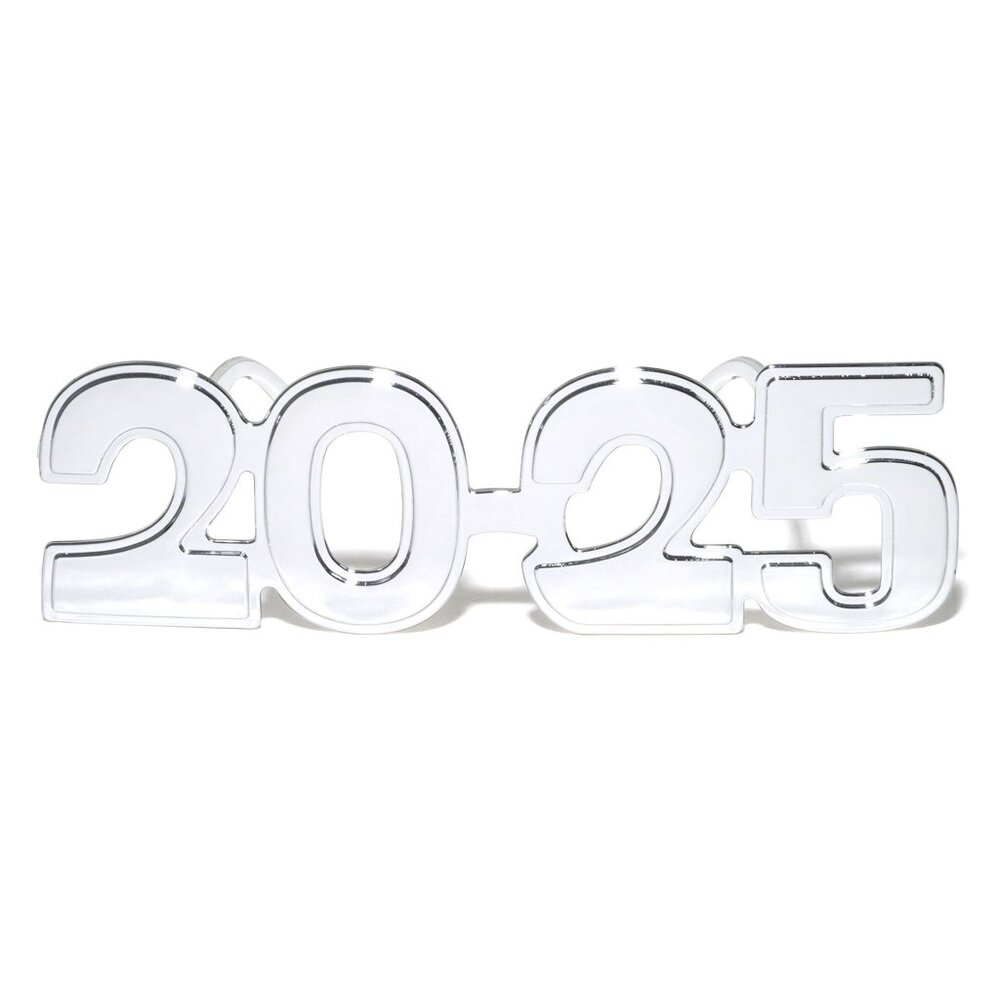Novelty Party New Year 2025 Chrome Silver Glasses - 12 Pcs